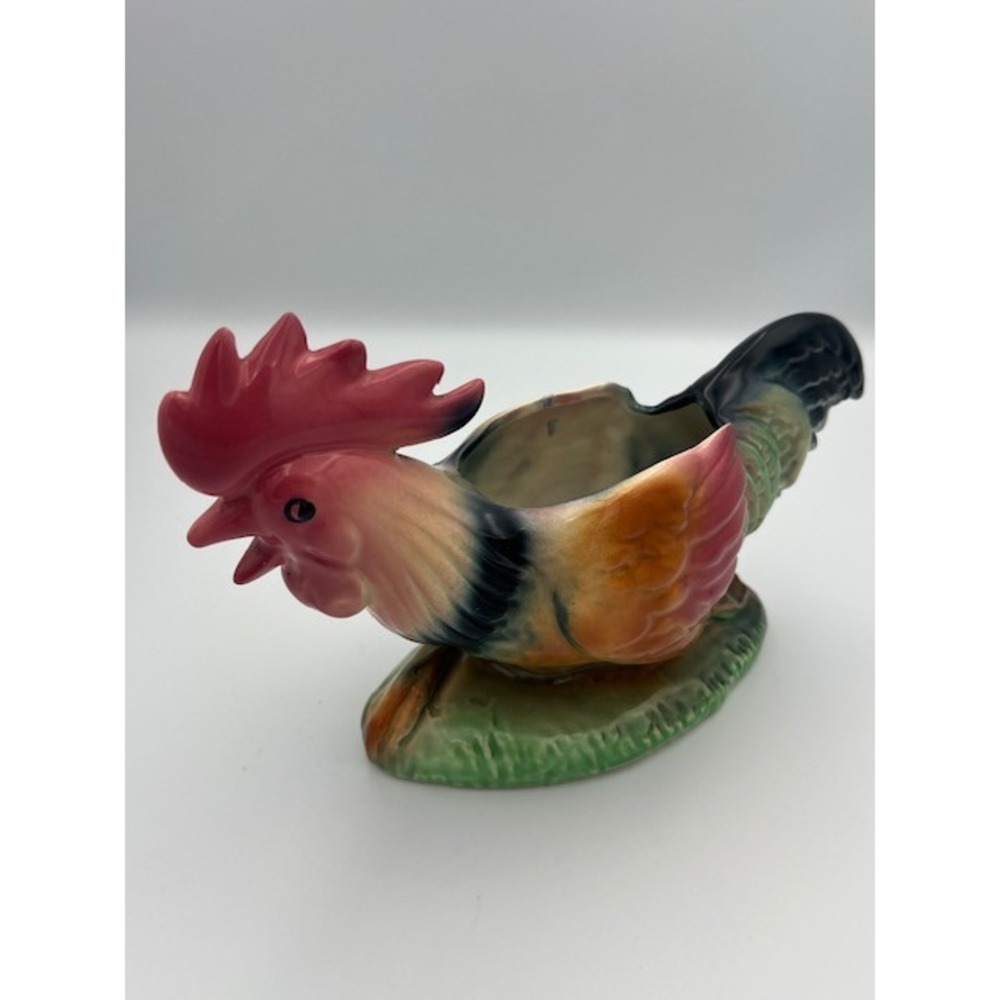 Vintage Ceramic Rooster Planter Hand Painted Farmhouse Figurine Multicolored - Picture 2 of 13